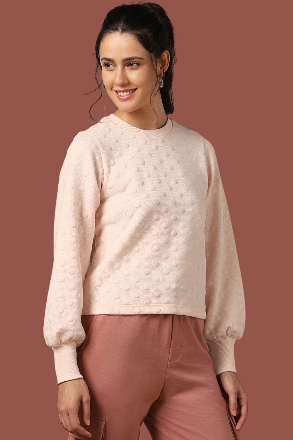 Bubble Knit Self Design Pullover