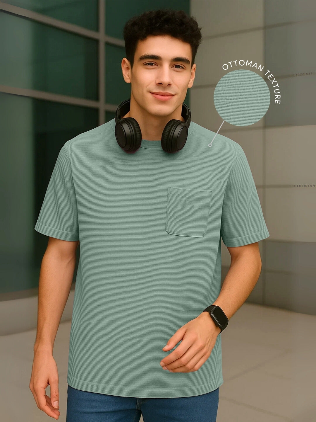 Ottoman Textured Half Sleeve T-Shirt