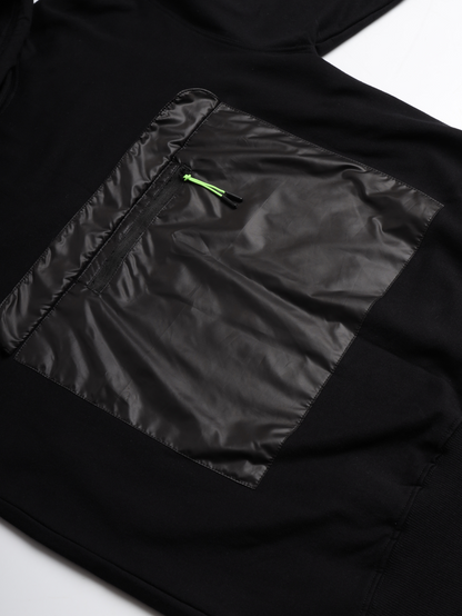 Black Cut & Sew Panel Hoodie