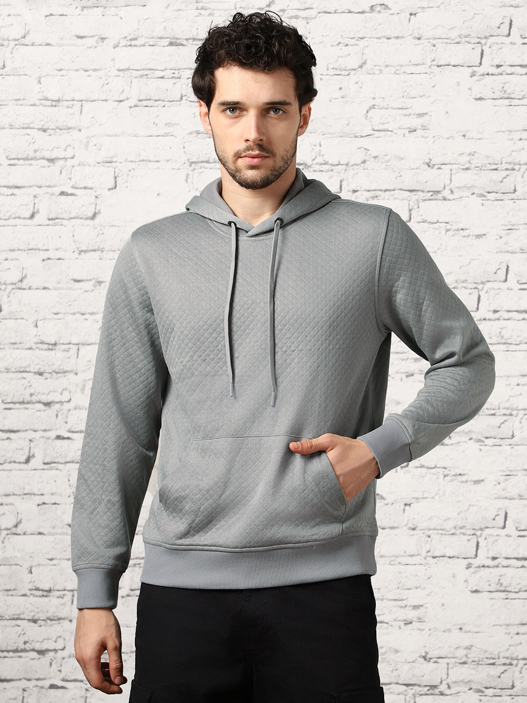 Cranberry Juice Checked Quilted Hoodie