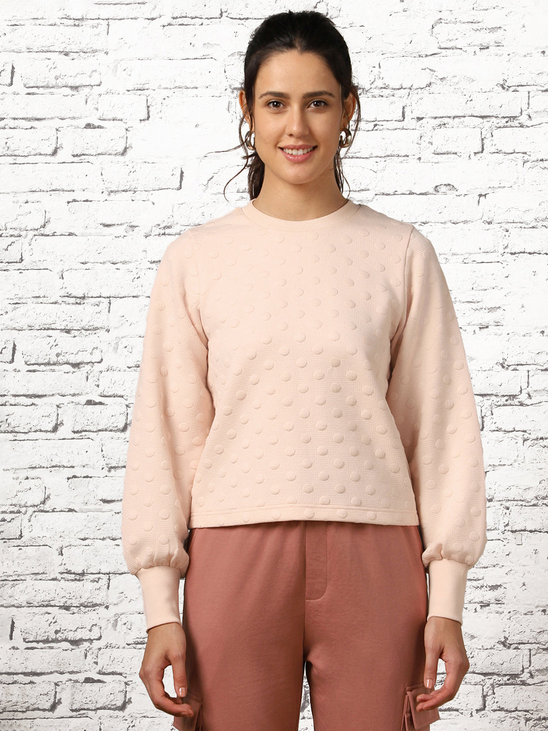 Bubble Knit Self Design Pullover