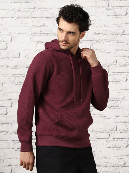 Cranberry Juice Checked Quilted Hoodie