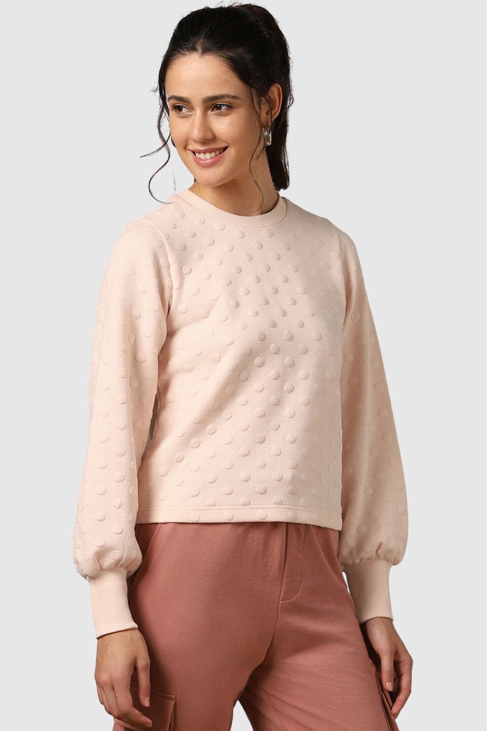 Bubble Knit Self Design Pullover