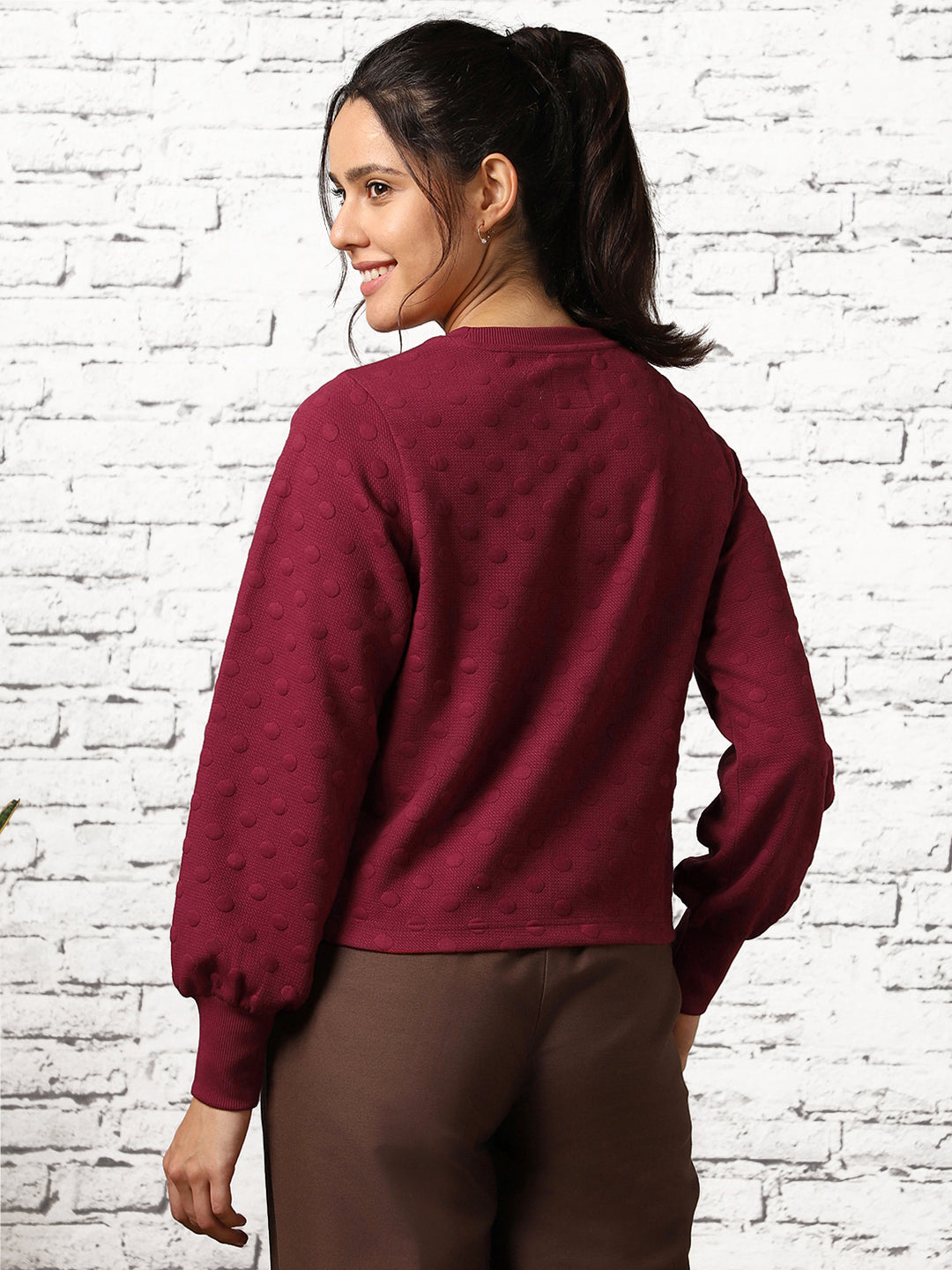 Bubble Knit Self Design Pullover