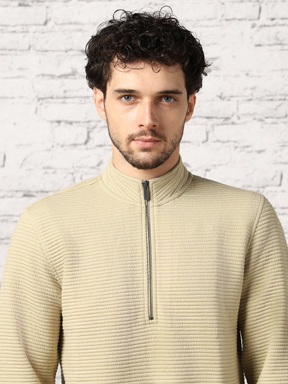 Avocado Striped Quilted Zip-Up Sweatshirt