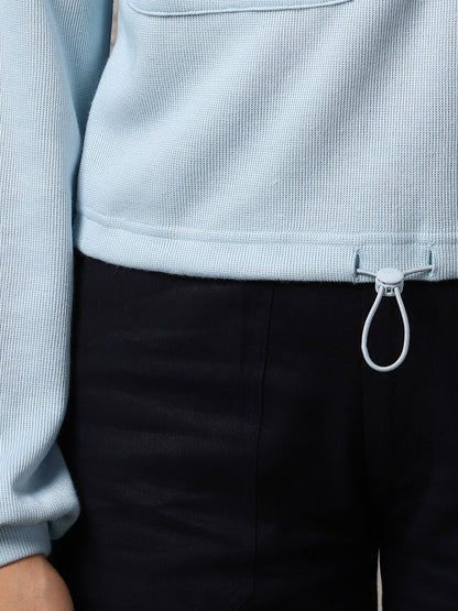 Women Oversized Flap Pocket Self Design Pullover