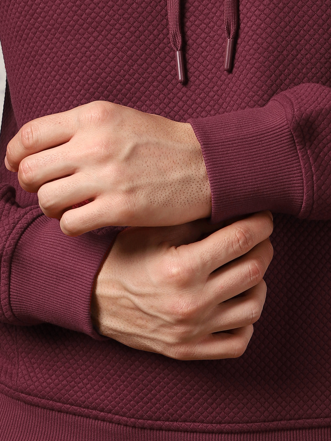 Cranberry Juice Checked Quilted Hoodie