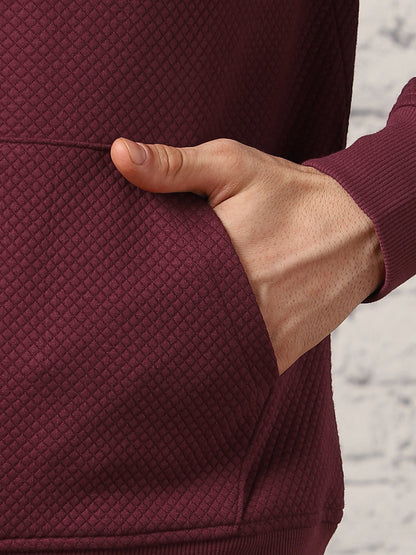 Cranberry Juice Checked Quilted Hoodie