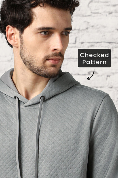 Cranberry Juice Checked Quilted Hoodie