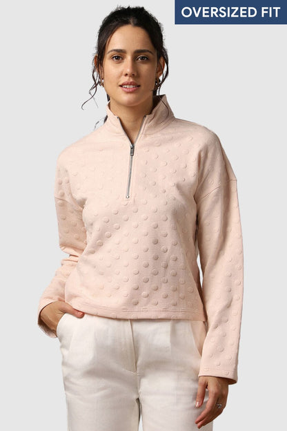 Oversized Bubble Knit Zip-up Sweatshirt