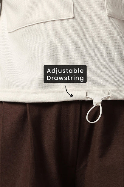 Women Oversized Flap Pocket Self Design Pullover