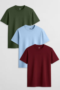 Olive Green/ Powder Blue/ Wine Red